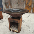 Outside Corten Steel Fire Pit With BBQ Grill