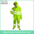 PU Coating Reflective Safety Raincoat for Roadway