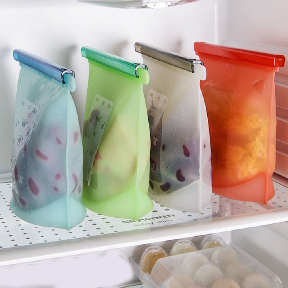 Set oF 4 Reusable Silicone Food Storage Bags