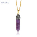 Simple Gemstone Amethyst Crystal Necklace For Women