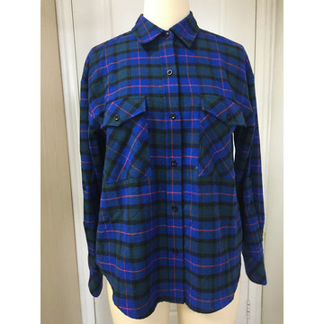 Damen Navy Plaid Langarmhemd