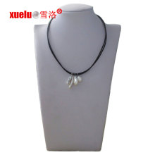 Fashion Double String Leather Necklace with 4PCS Baroque Natural Pearl Pendant