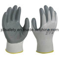 Grey Nylon Knitted Working Gloves with Black Smooth Nitrile Coating (N1551B)