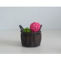 Round coffee drum-like plastic rattan basket