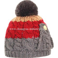 Chunky knitted bobble beanie hat for men and women