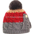 Chapéu do beanie Chunky bobble de malha para homens e mulheres