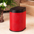 Fashionable Red Leather Press Garbage Bin (H-3LL)