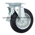 6 Inch Galvanized Bin Rubber Caster Wheel with Brake