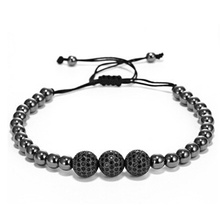 Anil Arjandas Men Bracelets,24K Gold Round Beads & 10mm Micro Pave Black CZ Beads ONE drill ball