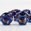 burnt blue color Titanium flange nut motorcycle nuts