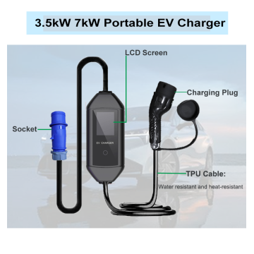 3,5 kW 7 kW tragbares einphasiges AC -Auto -Ladegerät