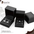 Black Brushed PU Ring Bracelet Pendant Jewelry Set Box