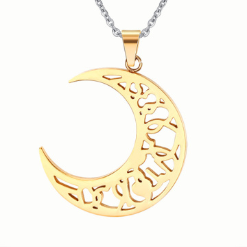 Sun And Moon Splicing Gold Stainless Steel Pendant