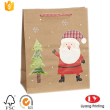 Saco de presente de papel kraft marrom para o Natal