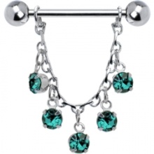 Piercing no mamilo essência Chain Drop de jóias Zircon azul