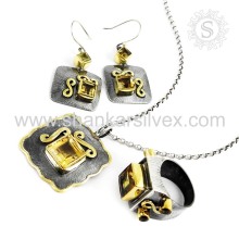 Scrumptious Citrine Jewelry Set Indian Silver Jewelry Wholesale 925 Sterling Silver Exporter