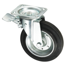 Trash Bin Casters Series - Iron Core Rubber Wheel with Brake