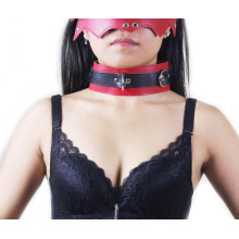 Red Sex Neck Anel Neck Collar Sm Colar Fetiche Sexo Toy Couro PVC com duas camadas