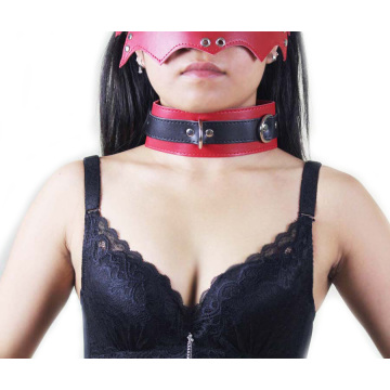 Red Sexo Cuello Cuello Cuello Collar Sm Fetiche Sexo Juguetes Cuero PVC con dos capas