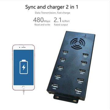 Hub 10 Port USB 2.0 avec adaptateur de puissance