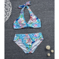 retro printing two-piece sexy beach bikini swimwear set