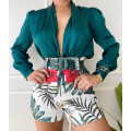 Ladies long sleeve short pant shirt women set