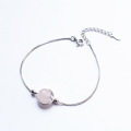 S925 Sterling Silver Geometric Circle Pink Crystal Bracelet