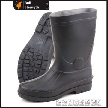 Botas de chuva de PVC preto com aço Toe Cap (Sn5221)