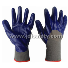 Nylon de punto guantes de trabajo, 3/4 revestido con nitrilo liso (N1556)