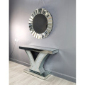 modern crushed diamond mirrored console table