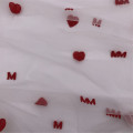 Heart and Letter Embroidery Swiss Diamond Mesh Tulle