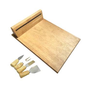 5 Pcs knives square wood cheese board set