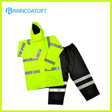 PVC/Polyester/PVC Waterproof Men′s Safety Rainwear with Reflective