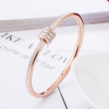 18k Rose Gold Small Bangle Bracelets With Stones