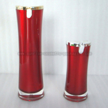 15ml 50ml Red Slim Waist Acrylic Lotion Bottle