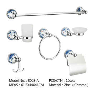 Ensembles d&#39;accessoires de salle de bain avec couvercle en zinc chromé et porcelaine