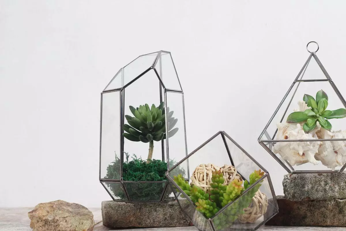 Geometric Glass Copper Terrarium