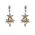 925 Sterling Silver Multicolor CZ Drop Earrings