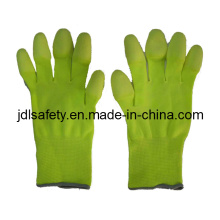 Hi Viz Yellow Work Glove with PU Finger Coated (PN8019)