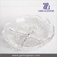 9" 4 Section Glass Tray Glass Plate