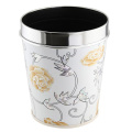 Fashion Leatherette Design Stainless Steel Top Rim Trash Bin