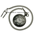 Reloj de bolsillo negro completo de los hombres de los números de la flor de la vendimia del vintage para el regalo