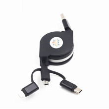 Venta al por mayor 3 en 1 tipo C cable plegable USB