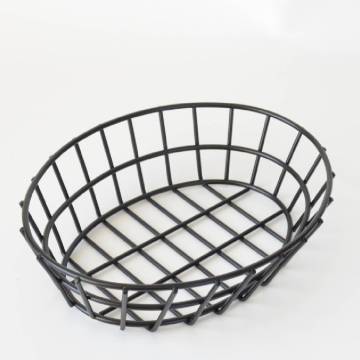 Cesta de pão oval de metal revestido a pó de ferro