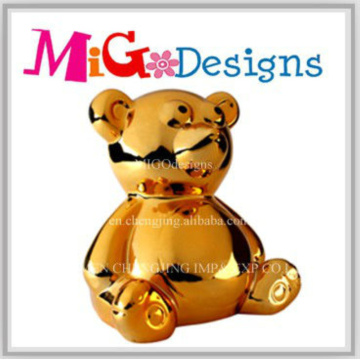 Grande Gold Art Ceramic Cute Bear Money Box para crianças