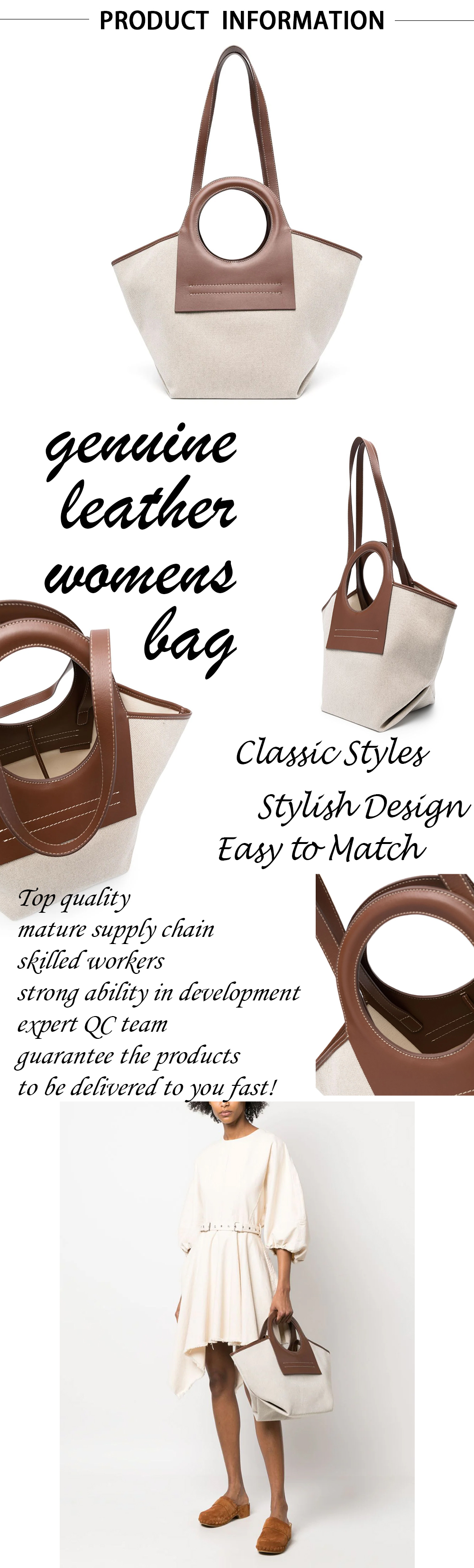 Retro Leather Handle Canvas Handbag Retro Leather Handle Canvas Handbag