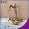 Fyeer Brass Dual Handle Retro Syle Wash Basin Faucet Water Mixer Tap Wasserhahn