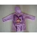 Yj-1152 Children′s Polyester Purple Packable Rain Jacket with Hood