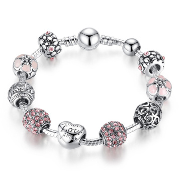 925 plata corazón amor encanto abalorios de cristal para las mujeres DIY joyería ajuste Original regalo de pulseras Pandora