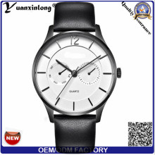 Tendência Moda Aço Inoxidável Caseback Assista Mãos Quartz Relógio De Pulso De Negócios Marca De Couro Quartz Men&#39;s Watch